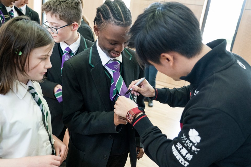 He held a quick Q&A with pupils in the school hall