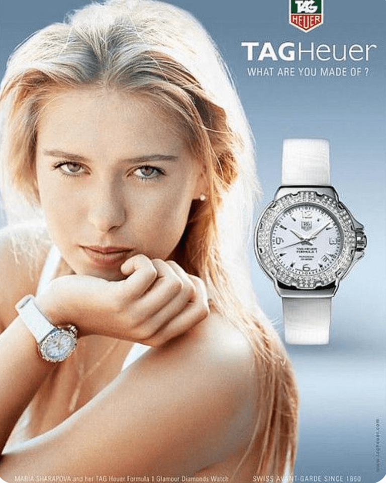 Swiss watch brand Tag Heuer made Sharapova a global ambassador