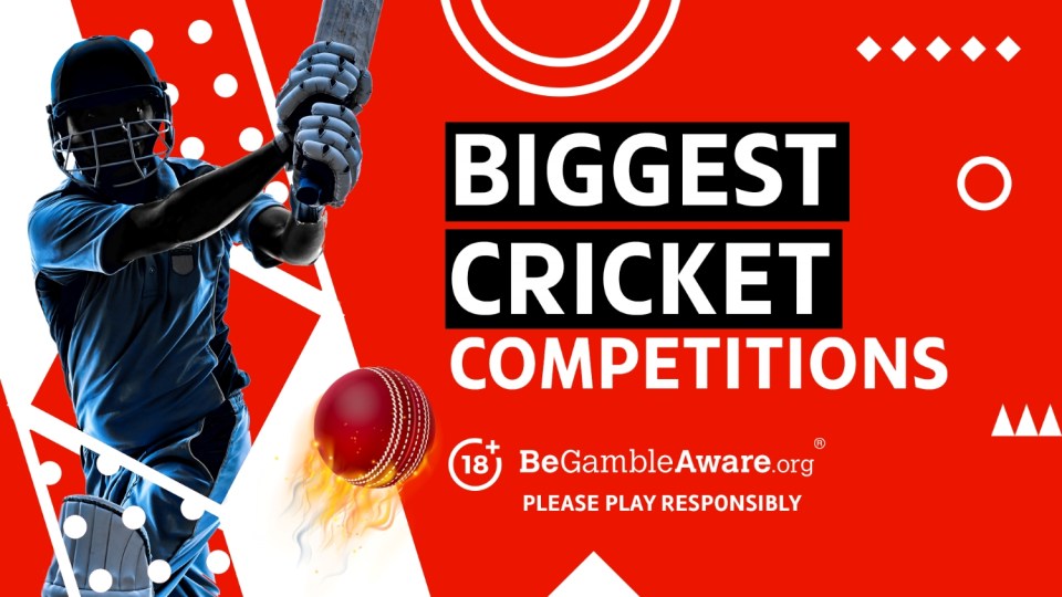 Biggest cricket competitions. 18+ BeGambleAware.org Please play responsibly.