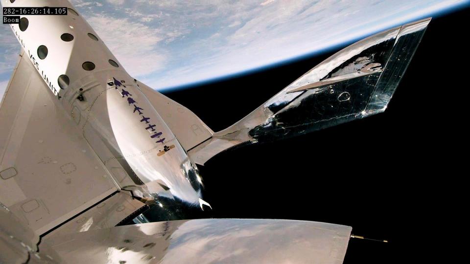 A view of Earth from Virgin Galactic's space plane as it reaches an altitude of more than 54 miles