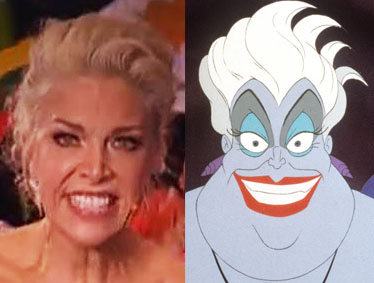 Hannah Waddingham, left, and Ursula from The Little Mermaid