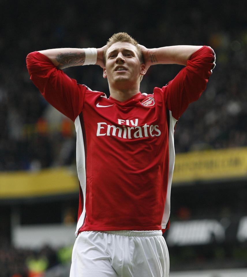 Bendtner scored 45 goals over nine seasons for Arsenal