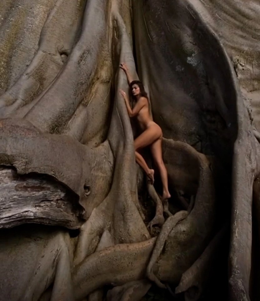 A Russian model got into hot water after posing naked under a sacred tree