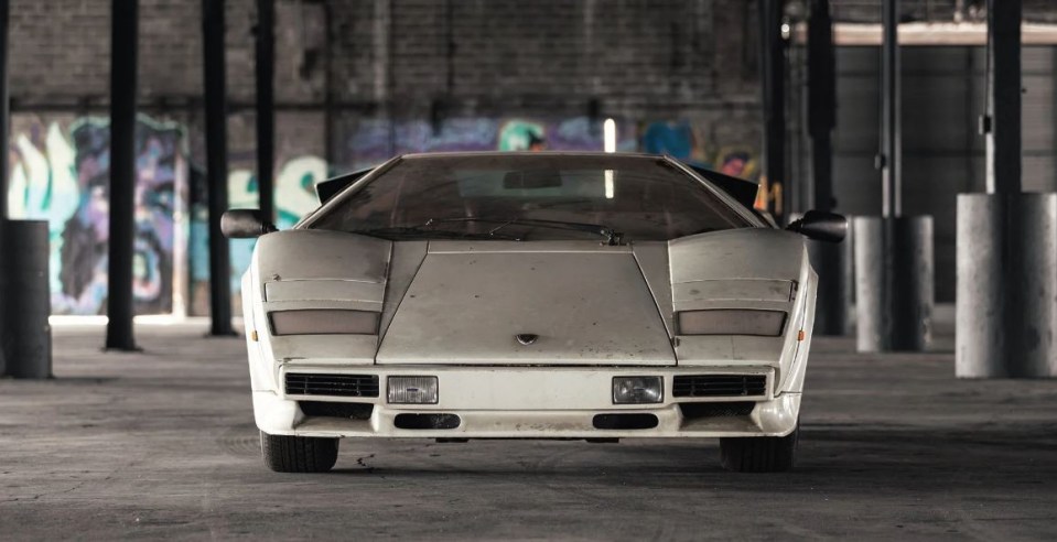 Auction pics, taken without permission from: , //www.driversource.com/vehicles/1509/1982-lamborghini-countach,  BACK TO THE FUTURE Classic Lamborghini Countach barn find set to fetch eye-watering price at auction,