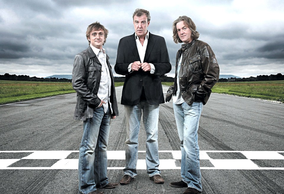 Previous Top Gear hosts Richard Hammond, Jeremy Clarkson and James May pictured at the track