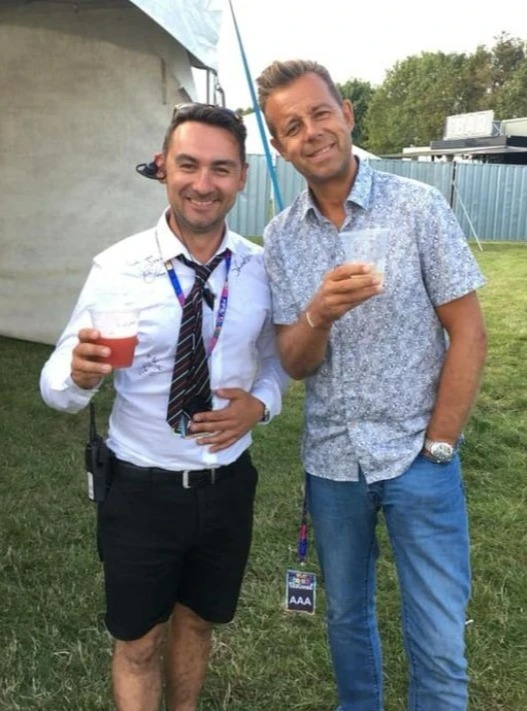 James with radio presenter Pat Sharp