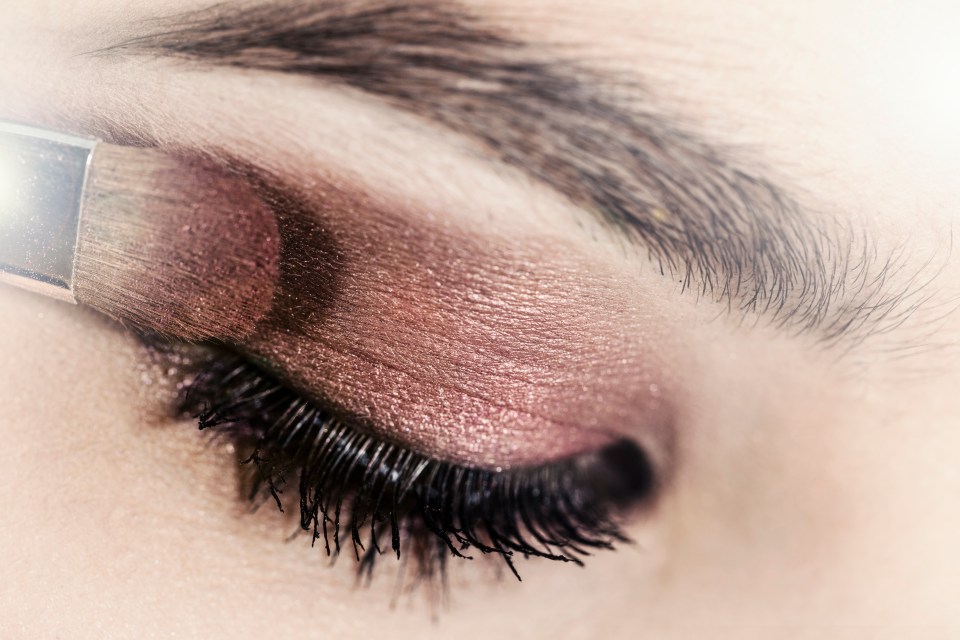 Powder eyeshadow sits in the folds of your eyes.