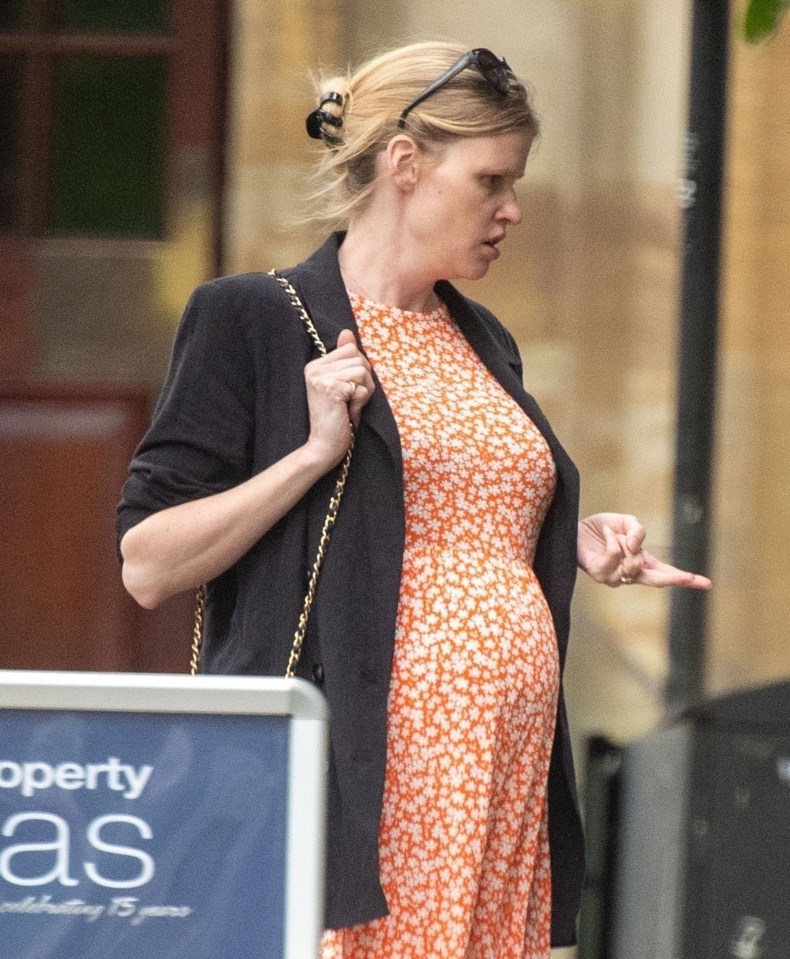 Lara Stone pictured with her blossoming baby bump