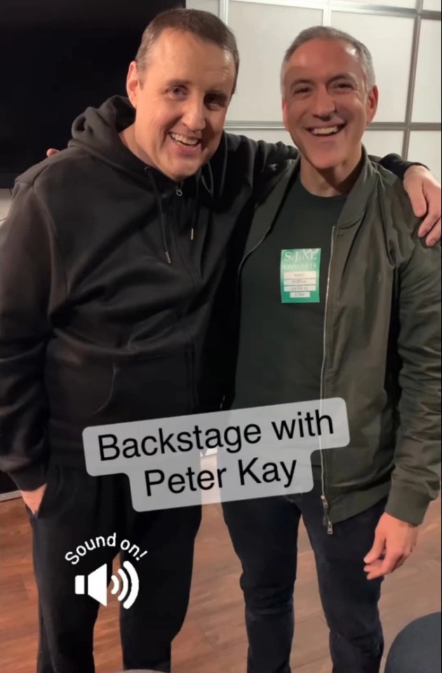 Peter Kay was seen with his friend Bryan Edery at one of his sold-out gigs