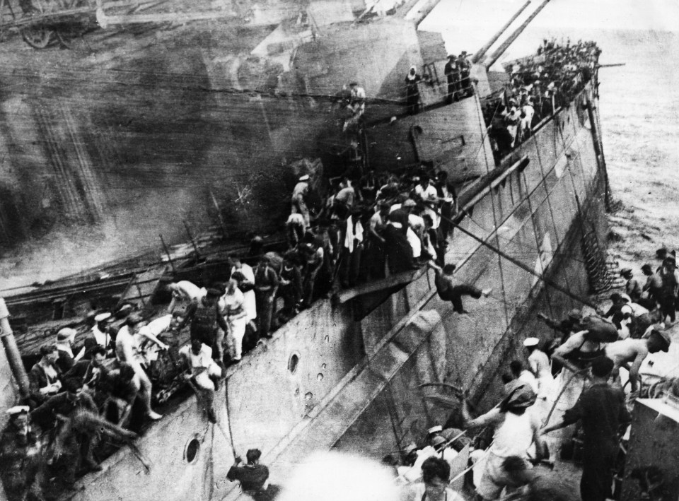 HMS Prince of Wales, pictured sinking, was part of Force Z - trying to intercept the Japanese who were preparing to invade the then colony of Malaya (now Malaysia)