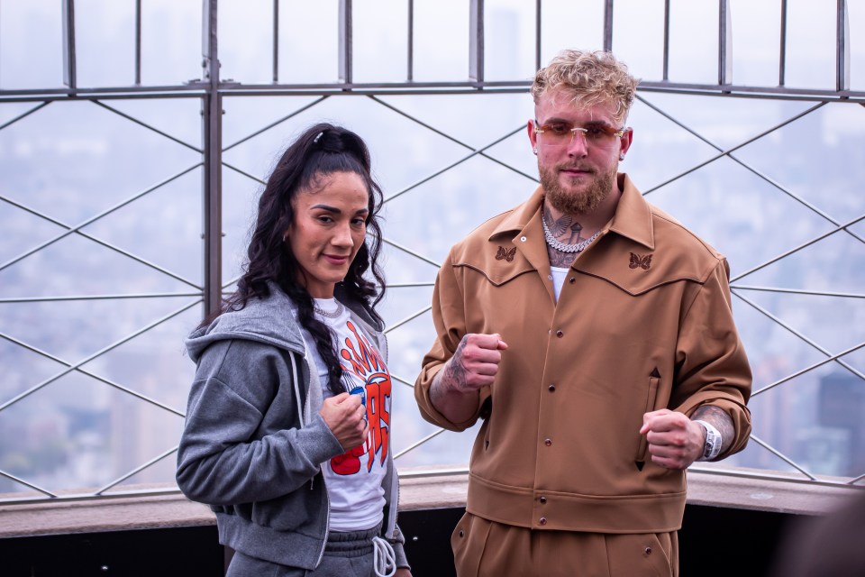 Women's boxing champion Amanda Serrano with Jake Paul