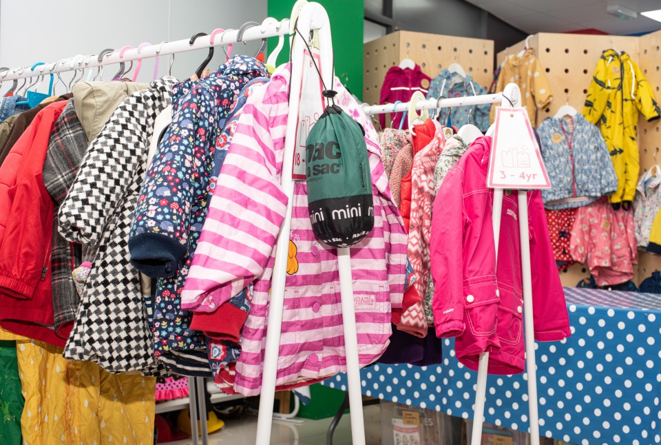 The baby bank in Tooting has rails of donated clothes available to families who need them