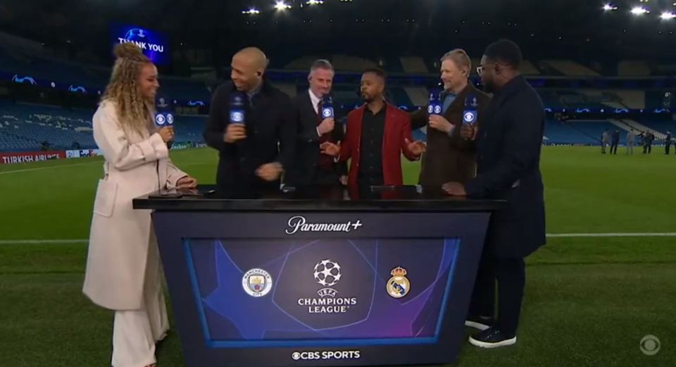 Patrice Evra joined CBS Sports after Man City's 4-0 win over Real Madrid