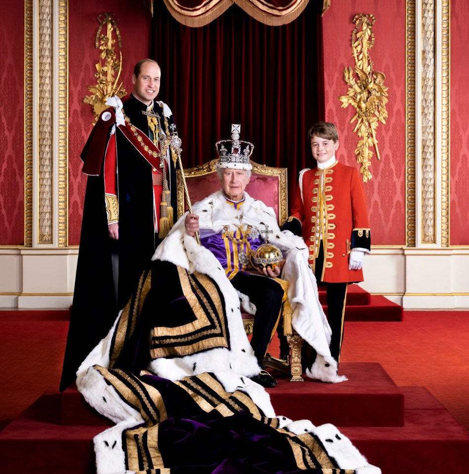 Buckingham Palace has released a series of official portraits, including this shot of the King with Princes William and George, but none feature Andrew