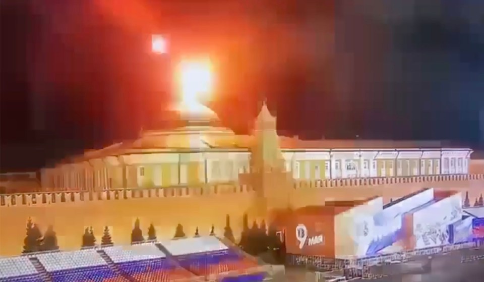 Footage appears to show the moment a drone blew up over the Kremlin