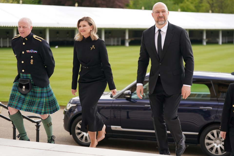 Ukraine's first lady Olena Zelenska arrives at the reception