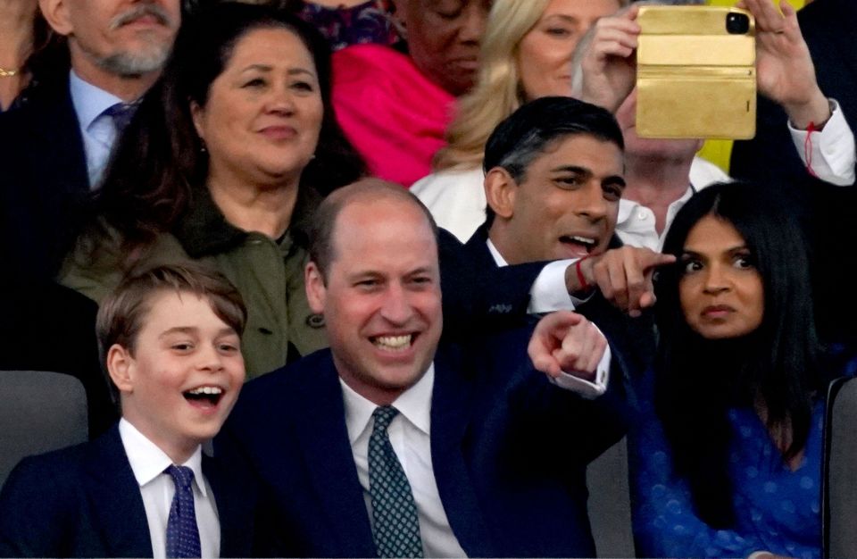 Rishi Sunak and his wife were sat behind Princes William and George