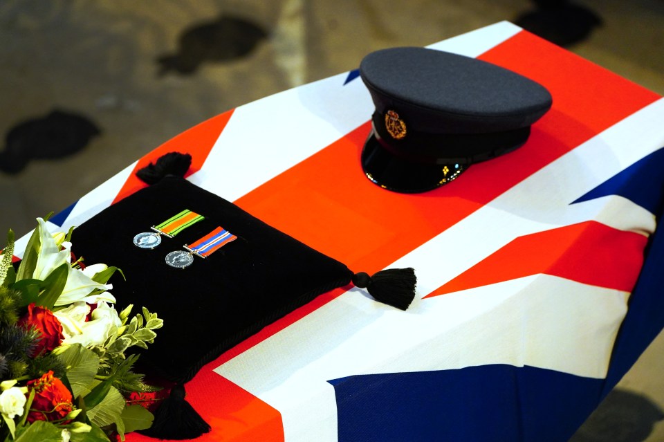 The coffin displayed two new medals which Peter had earned — the World War Two campaign medal and the Europe service medal