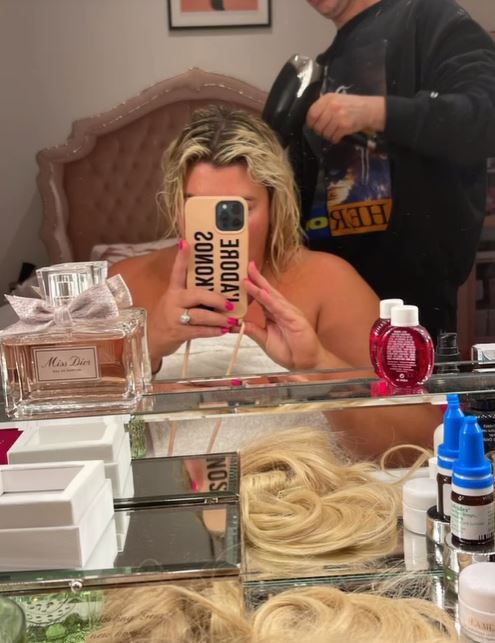 Gemma Collins showed off her natural hair as she got a blow dry