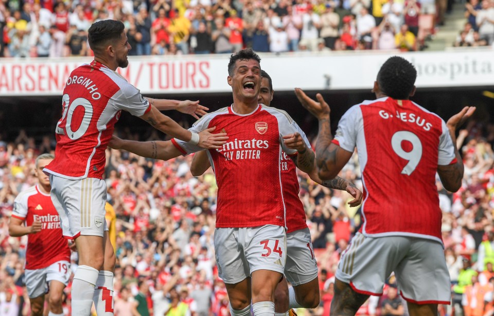 Granit Xhaka netted a brace against Wolves within 14 minutes