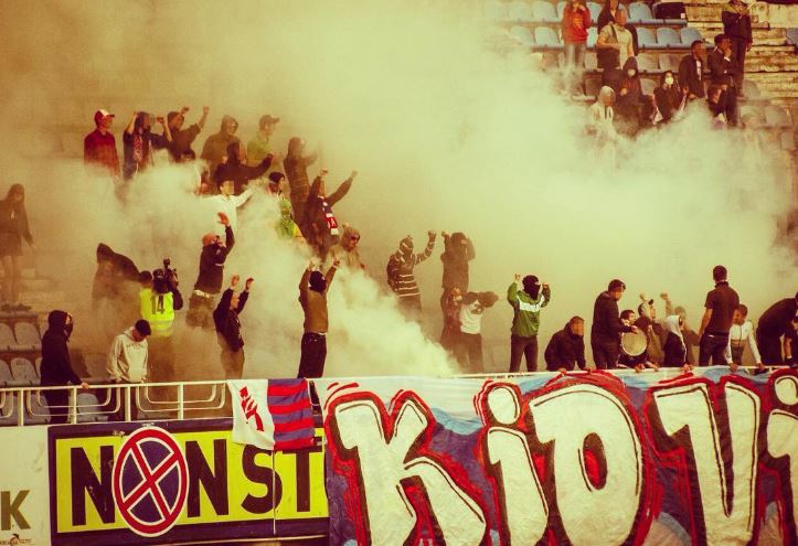 The Arsenal Kyiv Football Club fans wreak havoc in the terraces