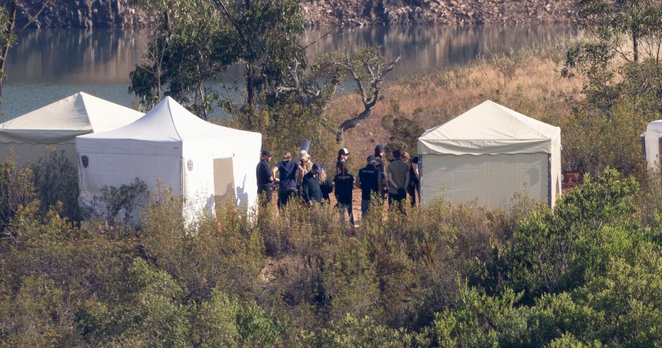 White tents pictured at the secluded site