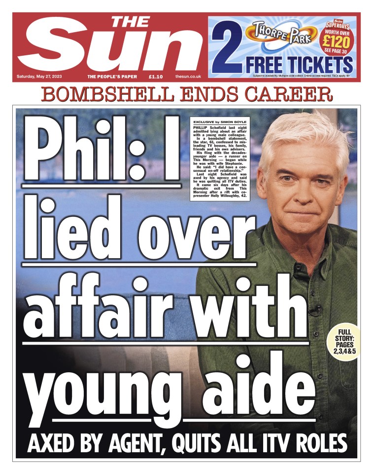 The Sun's cover revealed Phil's lies over his young aide