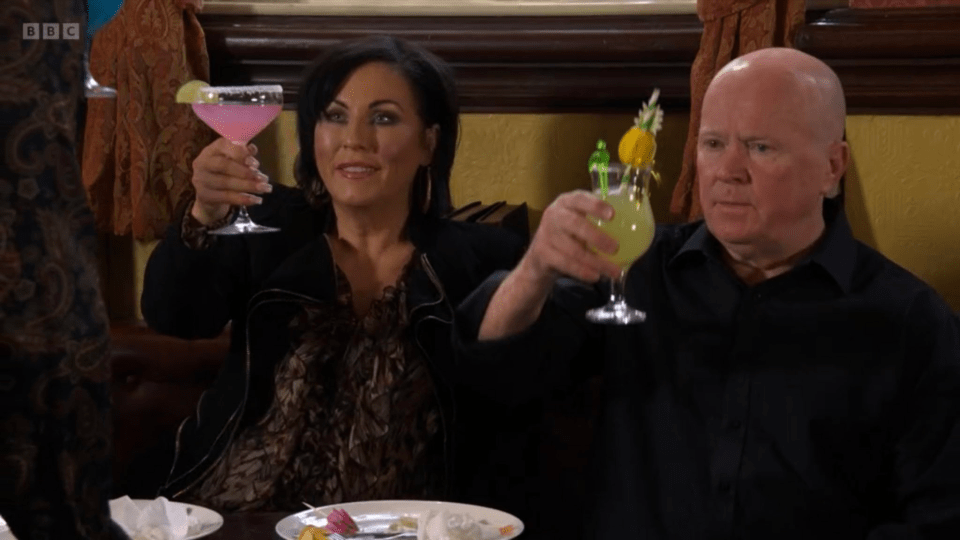 There wasn't a dry eye in the house as Phil and Kat raised a glass to Peggy Mitchell