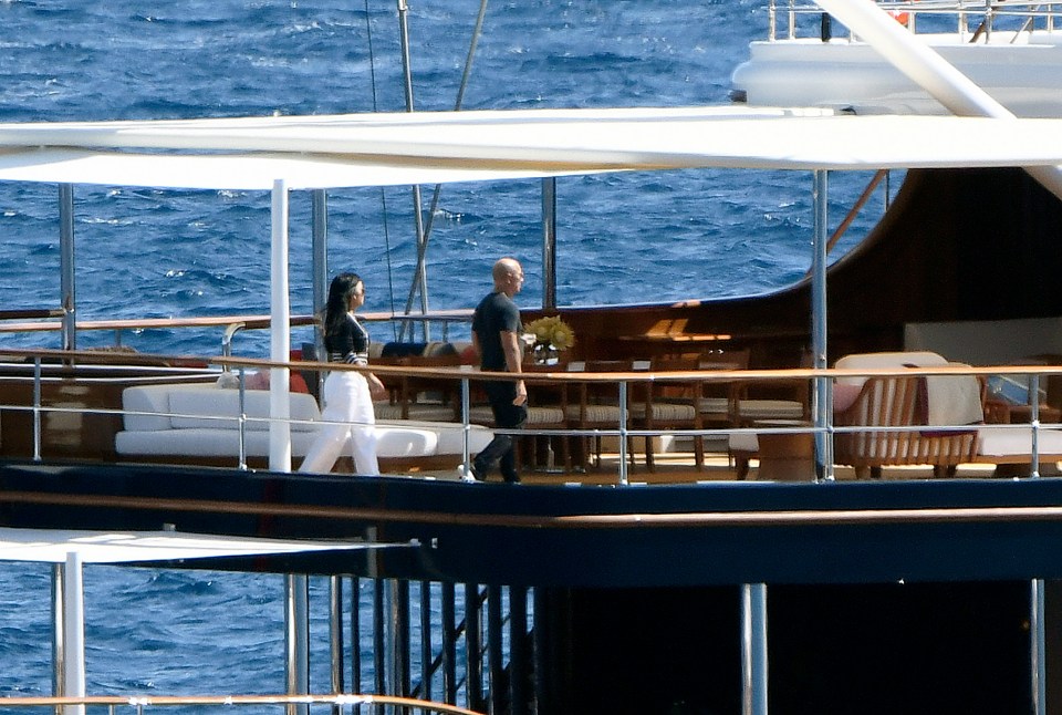 Billionaire Bezos seen with his girlfriend onboard the 417ft Koru