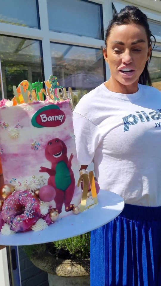 Harvey was treated to a Barney cake