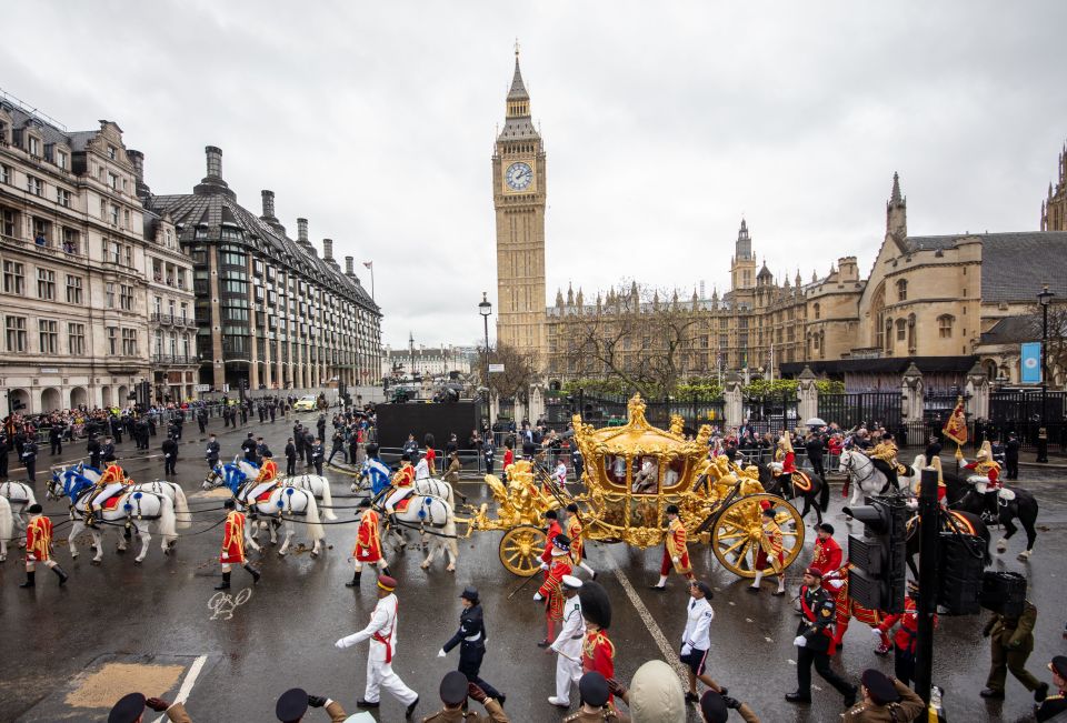 The couple were earlier taken on a procession in the Gold State Coach