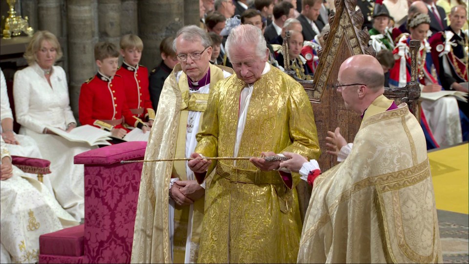 Finally, the Supertunica, a full-length gold coat, was layered on top, along with the Coronation Sword Belt — called The Girdle