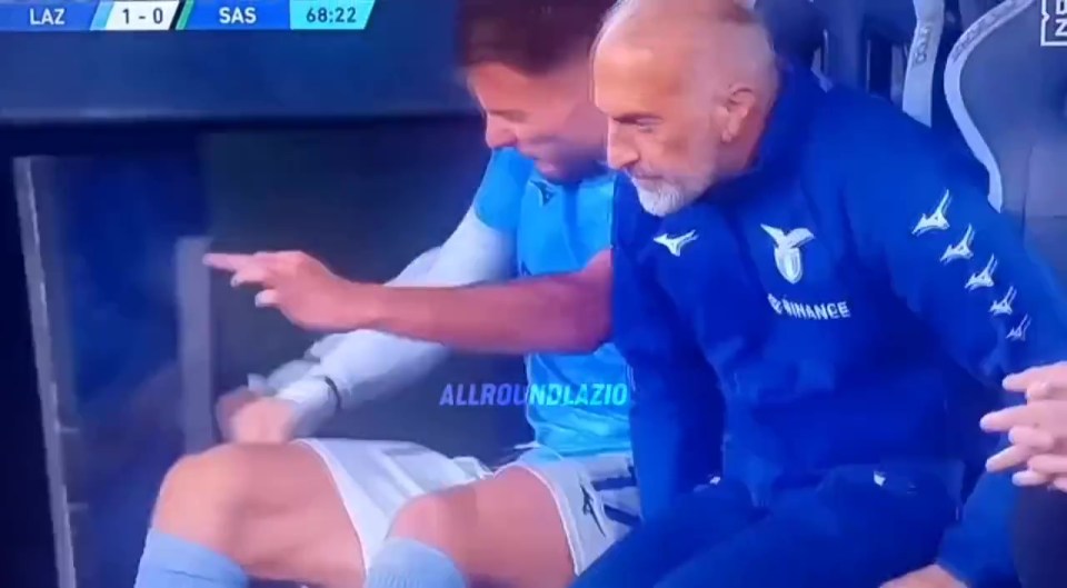 Lazio striker Ciro Immobile reacted furiously after being subbed tonight