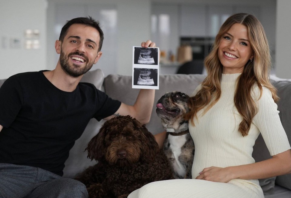 The couple shared the happy news on Instagram with a picture of Man City midfielder Silva holding up scan images