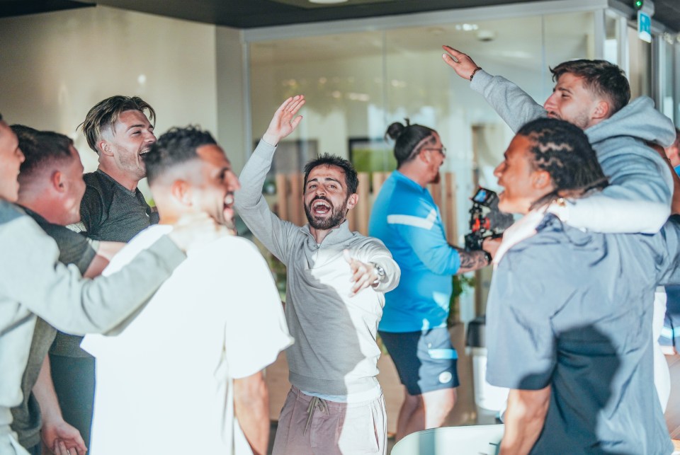 Players danced and celebrated at the training ground