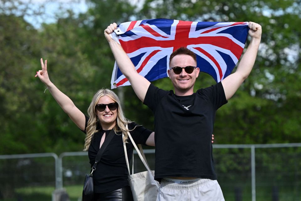 Members of the public pose as they arrived on Sunday afternoon