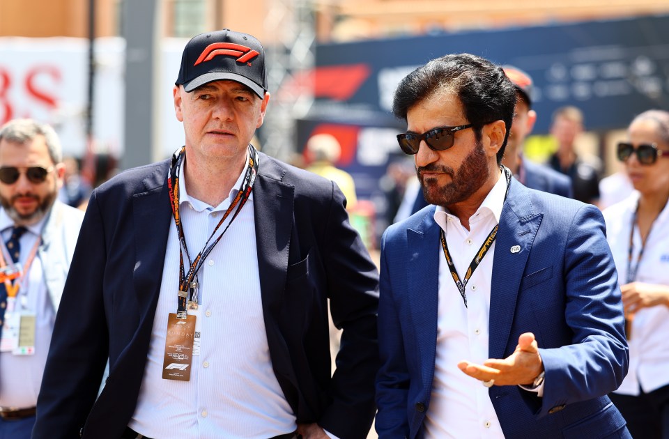 Gianni Infantino and FIA President Mohammed ben Sulayem have a chat