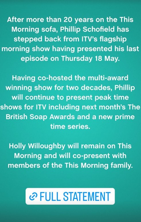 ITV have announced that Phillip has landed a new primetime show despite his This Morning exit