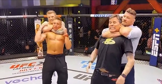 Michael Bisping grabbed hold of Steve-O to choke him