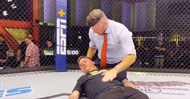 Bisping began tapping his chest to try and wake him up