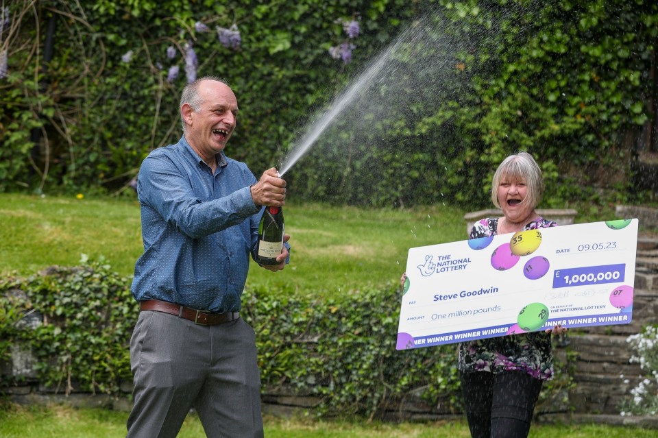 Steve celebrating with partner Heidi Hammond after hitting the big time