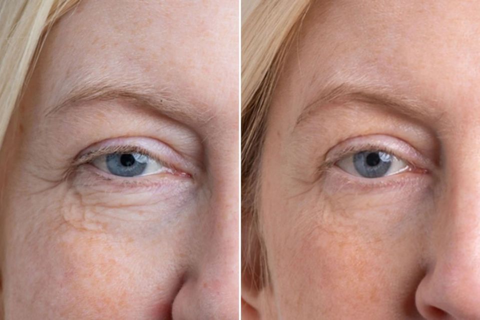 Kirsty before and after using the eye cream