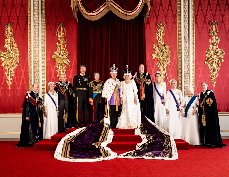 The new King and Queen pictured with (left to right) the Duke of Kent, the Duchess of Gloucester, the Duke of Gloucester, Vice Admiral Sir Tim Laurence, the Princess Royal, the Prince of Wales, the Princess of Wales, the Duchess of Edinburgh, Princess Alexandra, the Hon. Lady Ogilvy, and the Duke of Edinburgh