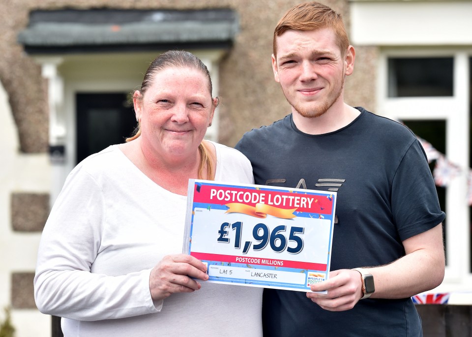 Amanda Drake and her son Adam won just under £2,000