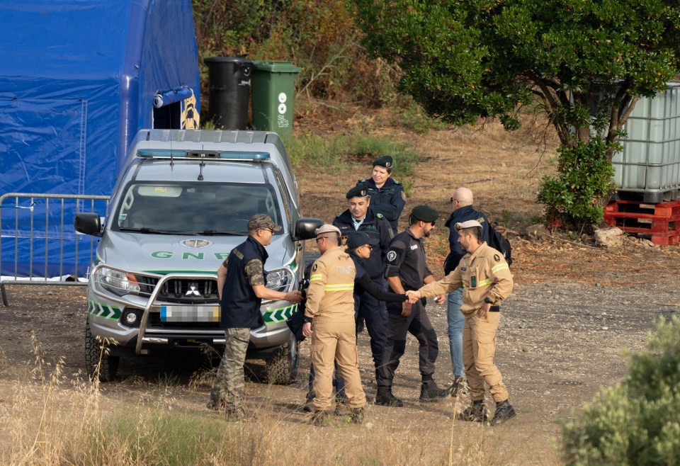 Police and search teams met at the site ahead of the search