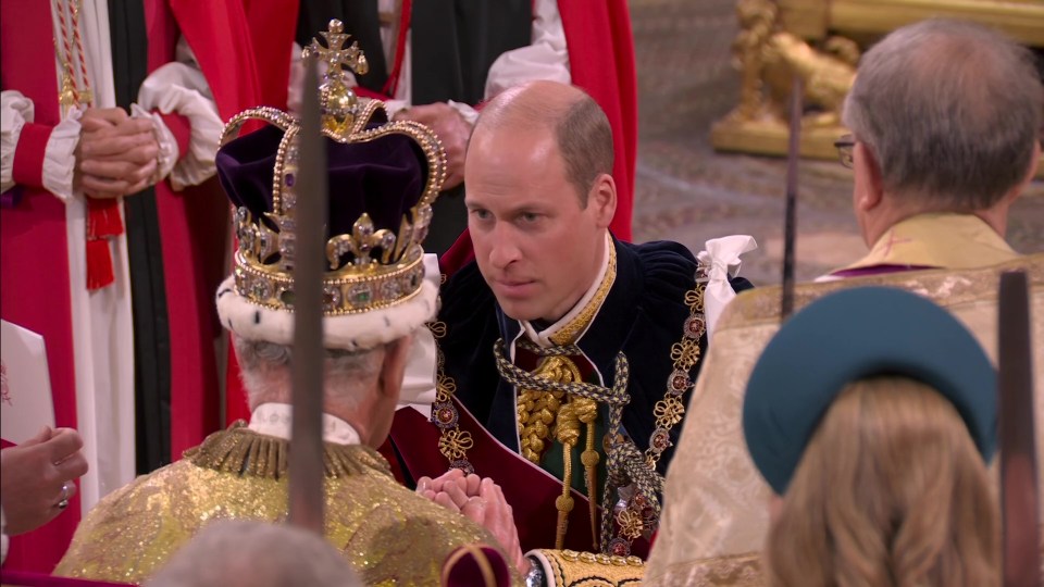 Prince William pledged loyalty to King Charles. And the newly crowned King Charles looked back at his eldest son and quietly mouthed: 'Thank you'