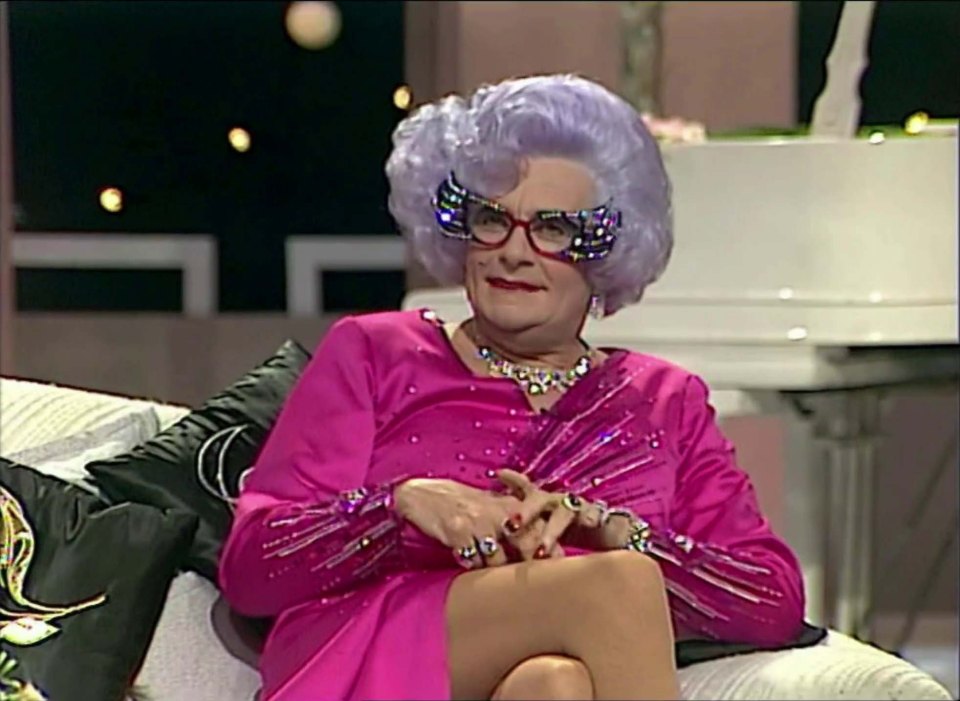 ITV3 repeated of One More Audience With Dame Edna, in honour of the late Barry Humphries