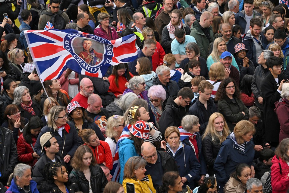 Thousands have gathered in London to secure a prime viewing spot