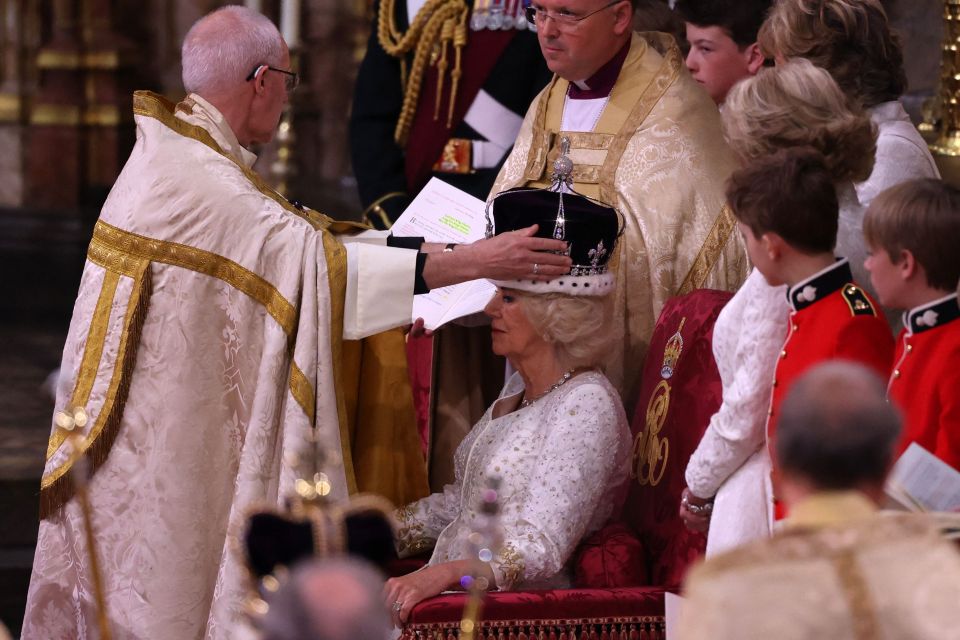 The Queen was anointed in full public view at the coronation