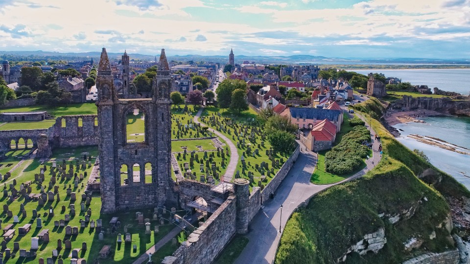 The cathedral ruins overlook the sea and the rest of the town